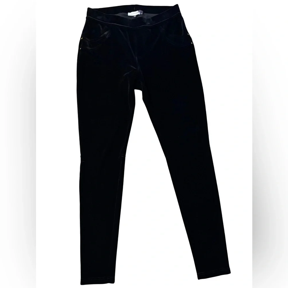 Calvin Klein Black Power Stretch Velvet Leggings - Picture 3 of 7